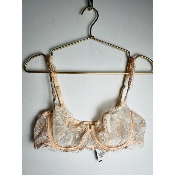 Chantelle Sheer Unlined Lace Light Pink Underwire Bra Size 38B NWT - Picture 4 of 8